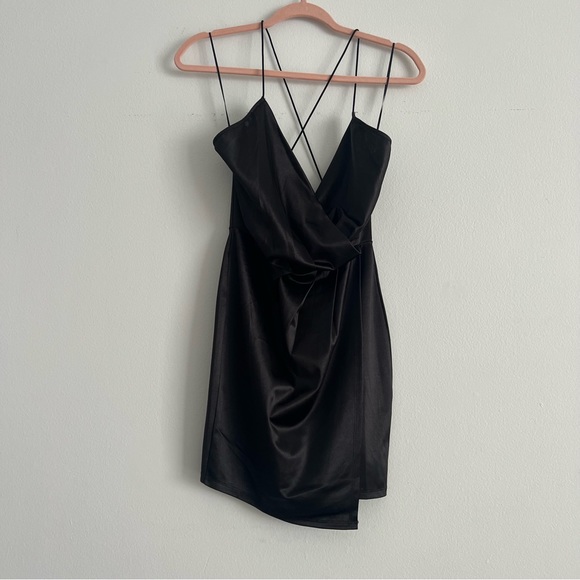 FashionNova Always A Flirt Satin Dress-Black - Picture 4 of 8